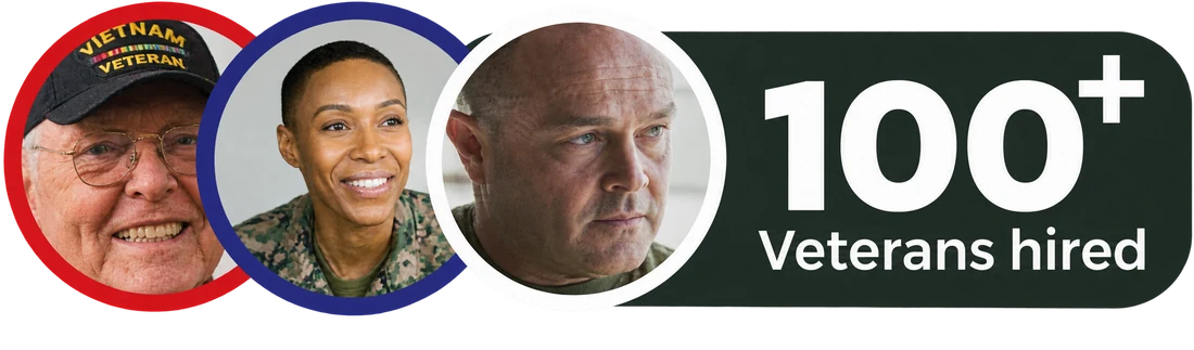 100+ veterans hired
